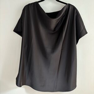 Universal Standard Black Boatneck Cowl Neck Satin Blouse Shirt, size 2X 18/20